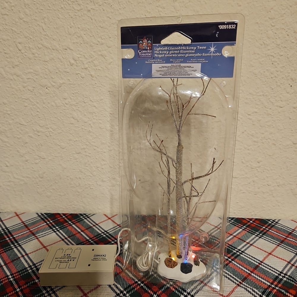 Carole Towne Lighted Glazed Hickory Tree Holiday Village Accessory